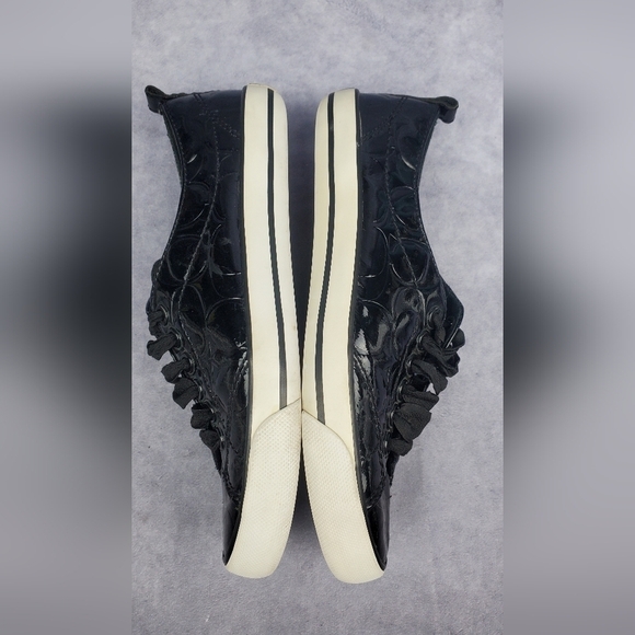 Coach "Suzzy" Black Signature Embossed Patent Leather Sneakers 5B - Picture 8 of 10